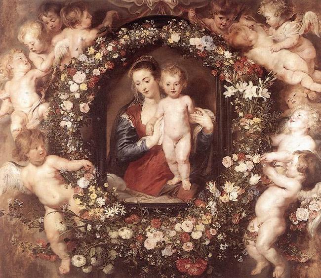 RUBENS, Pieter Pauwel Madonna in Floral Wreath oil painting image